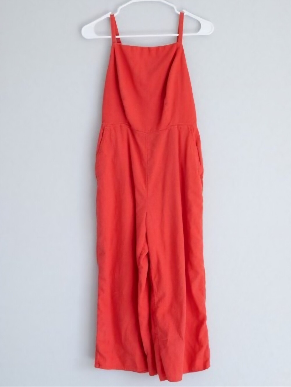 Old Navy Linen Blend Overall Wide Leg Cropped Jumpsuit Jumper Women's Medium EUC